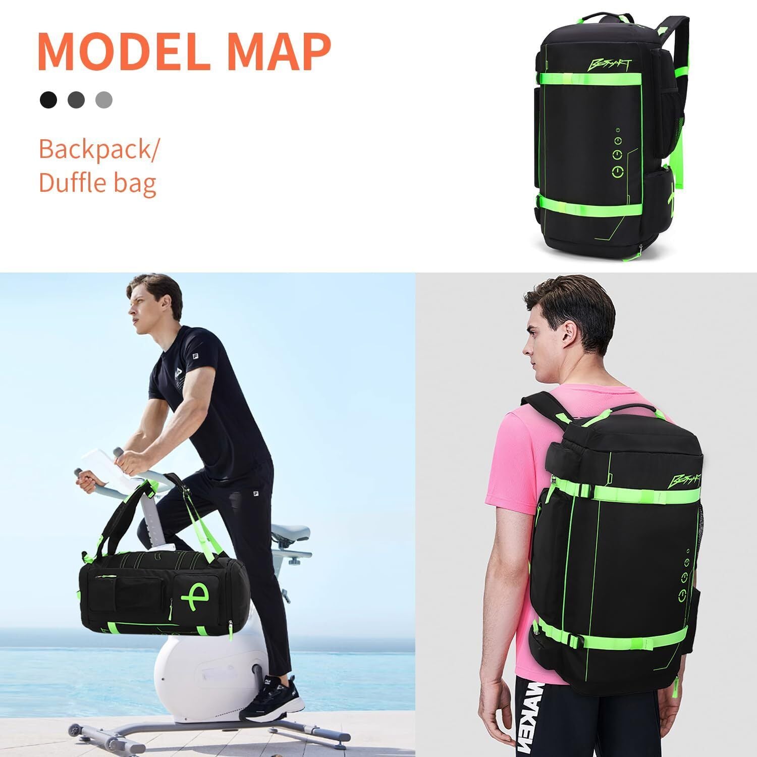 BE SMART 50L Extra Large Gym Backpack for Men, Big Gym Bag with Shoes Compart...